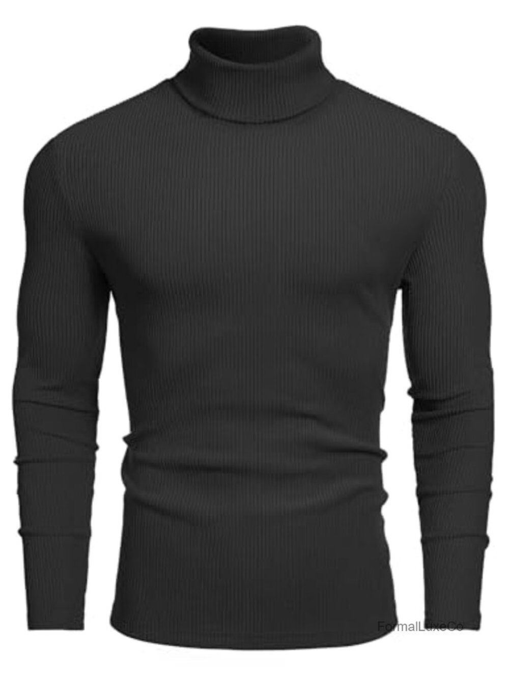 Men's Ribbed Turtleneck Sweater Casual Long Sleeve Knitted Pullover